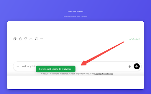 ChatShot - AI Chat Screenshot :: One-click screenshot & share for ChatGPT, Claude, Doubao conversations. Capture AI chat to clipboard instantly.