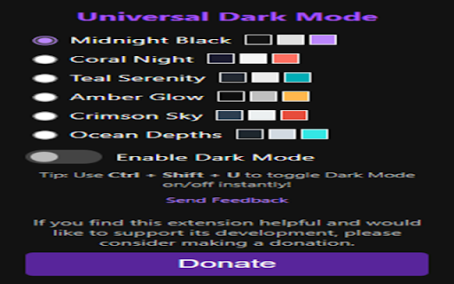 Universal Dark Mode :: Toggle dark mode on any website with selectable themes.