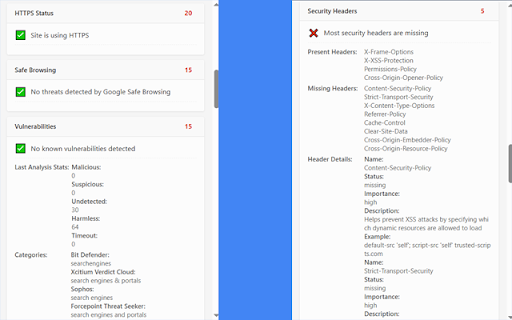 Website Security Scanner :: Provides a real-time security report for websites with an overall trust score based on multiple security checks