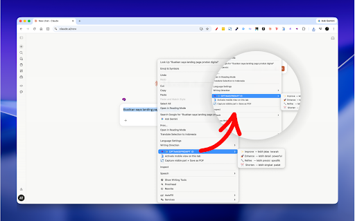 OPTIMASIPROMPT ID :: Optimalkan & sempurnakan prompt AI kamu langsung di halaman chat — cukup 1 klik, tanpa pindah tab atau copy-paste.