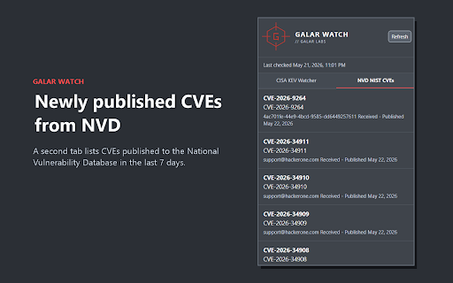 Galar Watch :: Real-time CVE monitoring from CISA and NVD feeds. Stay informed about the latest vulnerabilities with instant notifications.