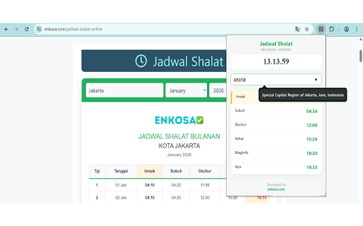 Jadwal Shalat by Enkosa :: Jadwal shalat akurat seluruh dunia dengan fitur notifikasi adzan otomatis oleh enkosa.com