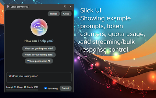 Local Browser AI :: A simple Browser extension for using the Prompt API.