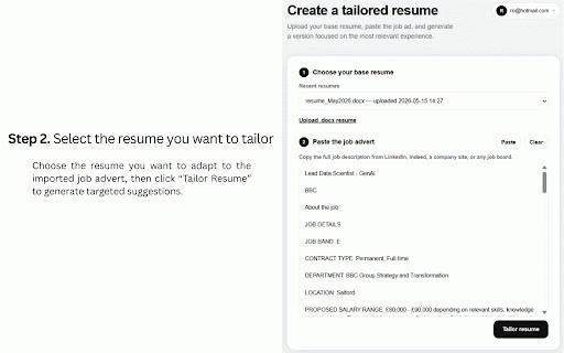 Resume Adapter :: Send a job advert to Resume Adapter.