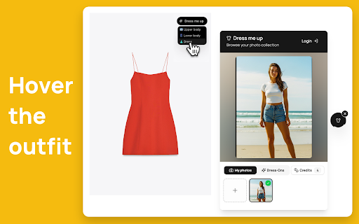 Dress Me Up: AI Virtual Try-On Assistant :: Virtual try on clothes instantly with AI technology - See how outfits look on you before buying. Works on 100,000+ sites
