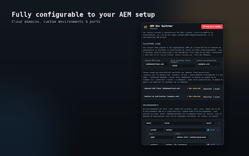 AEM Env Switcher :: Jump between AEM Author, Preview and Publish across all your environments — Local, Dev, UAT, Staging and Prod — in one click.
