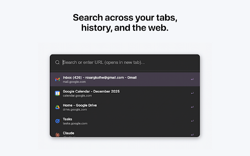 Arcify Spotlight :: Arc Browser (Spotlight)-like experience for your URL bar, including auto-complete, history, bookmarks and more