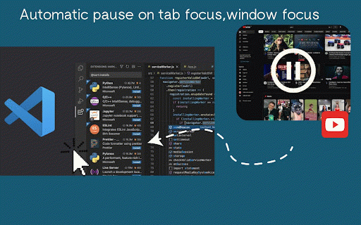 SmartPause: Auto Video Pause & Resume :: Automatically pause and resume videos when switching apps or minimizing the window. Site-specific controls included.