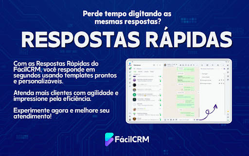 FácilCRM - Facilidade, Automação e Gestão de Vendas no WhatsApp :: CRM para WhatsApp Web
Atenda com mais agilidade e inteligência no WhatsApp
Transforme o WhatsApp Web em uma central completa de…