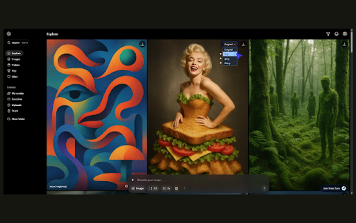 Download for Sora - AI Media Saver :: Download Sora AI videos and images with format selection buttons on each media element.