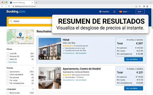 Booking Price Breakdown :: Desglosa el precio total de Booking.com en precio por persona, por noche y por noche/persona.