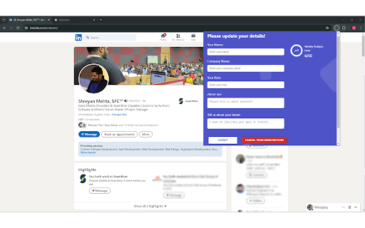 LinkedInProfiler: AI-Powered Prospect Intelligence :: AI tool that reveals persona, SWOT, ICP match & answers your custom questions for every LinkedIn profile—right as you browse.