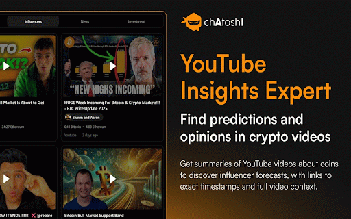 Chatoshi AI: Web3 Chatbot for Crypto & DeFi :: Transform your browser into a smart crypto command center. Chatoshi AI brings you: