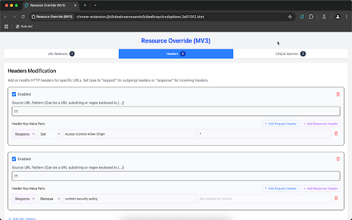 Resource Override (MV3) :: Resource Override (MV3) - An extension to modify web requests by redirecting traffic, modifying headers and injecting scripts.