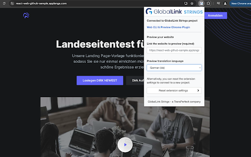 GlobalLink Strings Chrome extension :: GlobalLink Strings plugin, for live previewing webpage translations
