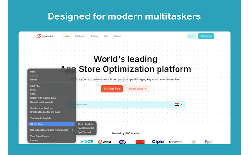 Tile Tabs :: Easily arrange browser tabs into resizable tiled layouts for seamless multitasking.