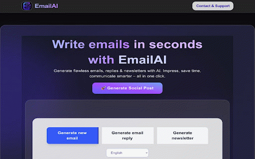 EmailAI :: EmailAI – Instantly generate AI-powered emails, replies, newsletters, and social posts.