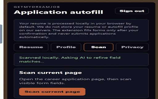 GetMyDreamJob Autofill :: Local-first resume autofill for job application forms.