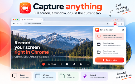 Screen Recorder Plus :: Record your screen with an on-page control bar and camera bubble. Trim, crop, download MP4, or share a private link.
