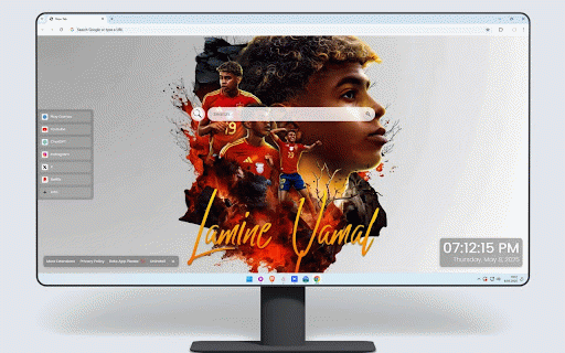 Lamine Yamal Live Wallpaper :: Lamine Yamal in Spain jersey with artistic double-exposure effect combining profile and action shots in fiery red tones.