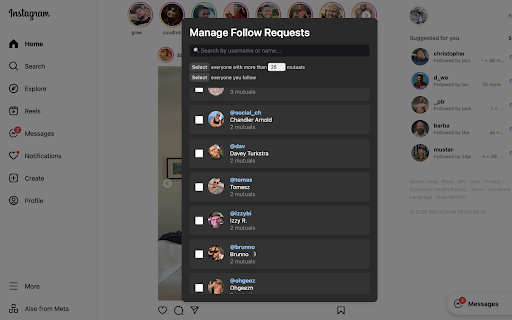 Manage Follow Requests :: A easier way to get through tons of Instagram follow requests.
