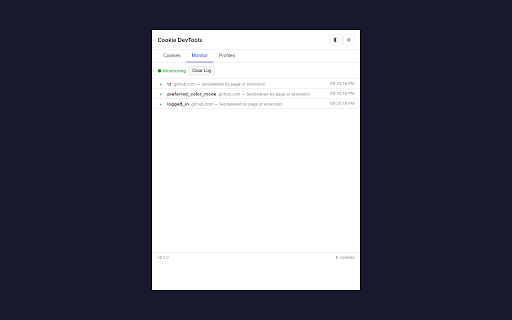 Cookie DevTools :: Developer cookie manager with real-time monitoring, environment profiles, and export to curl/wget. No tracking, no ads.
