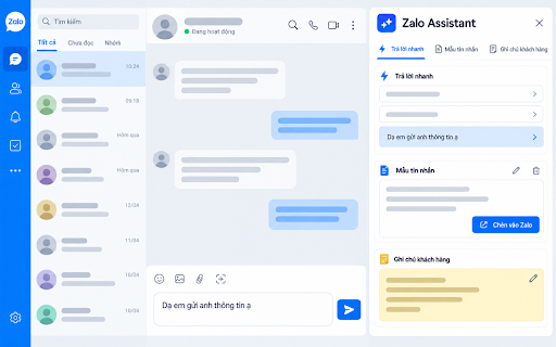Zalo Assistant – Trả lời nhanh & Ghi chú :: Trả lời tin nhắn nhanh và ghi chú khách hàng ngay trên Zalo