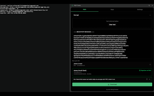 PGP Tools - Encrypt, Decrypt & Sign :: Encrypt, decrypt, sign, and verify messages with PGP. Drag-and-drop files and manage keys.