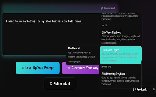 Level Up My Prompt :: Instantly enhance your AI prompts. One click to level up any prompt with expert frameworks, custom tones, and smart skills.
