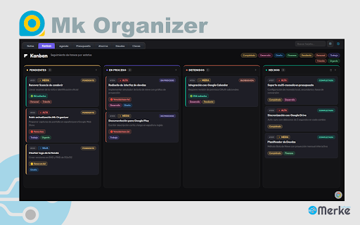 Mk Organizer :: Organizador: agenda, presupuesto, deudas (Bola de Nieve), Kanban, notas y claves sincronizados en Google Drive.