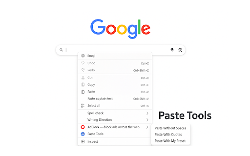 Paste Tools :: Right-click or press your combo key to paste without spaces, with quotes, or using your custom transformations.