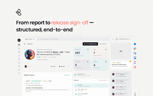 Bugzy — QA & Bug Reporting for Web Teams :: Capture annotated screenshots, recordings, console logs, network activity, and environment details — delivered to your team.