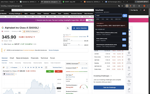 ValueFinder — Find financial metrics :: Find financial metrics on stock websites, highlight their location, and discover alternative sources.