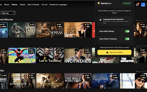 SoraScore: Ratings for Netflix :: IMDb and Rotten Tomatoes scores for Netflix. SoraScore bypasses language barriers to find the true rating of any show, anywhere.