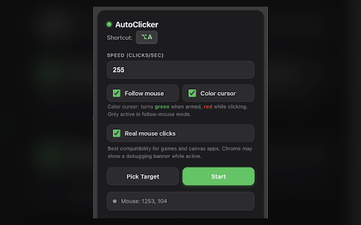 AutoClicker :: Simple auto-clicker: pick a target, set speed, go.