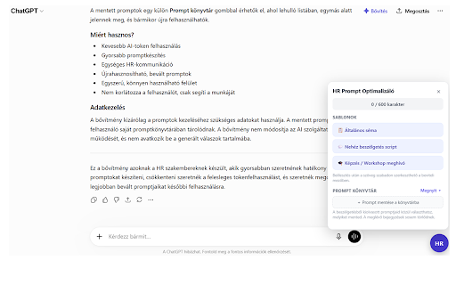 HR Promptséma Szerkesztő :: HR folyamatokhoz (felvétel, képzés, csapatépítés, elbocsátás) token-takarékos promptsémák