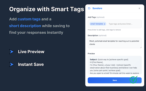 Savelore – Save & Organize ChatGPT & Claude Responses | Local & Private :: Save and organize ChatGPT & Claude responses with one click. Local, private, offline, and fully searchable.