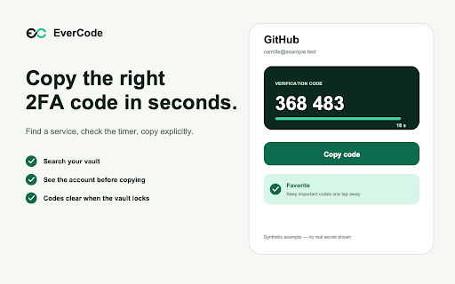 EverCode — Private 2FA Authenticator :: Private 2FA authenticator for TOTP/HOTP codes with encrypted local storage, offline access, and optional sync.