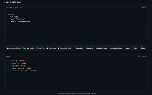 XML & JSON Tools :: Format, convert, and explore XML & JSON with a privacy-first tool