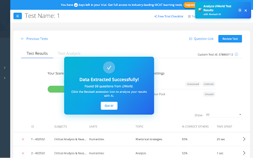 ReviseIt: AI-Powered MCAT Companion :: Automatically import any AAMC or third party resources into ReviseIt for advanced AI test prep analysis