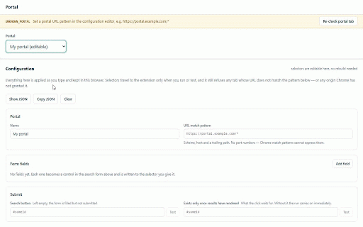 Portal Automation Bridge :: Configuration-driven automation of an insurance portal already open and authenticated in this browser.