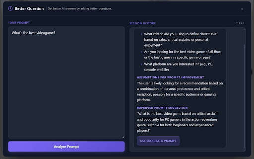 Better Question :: Ask AI better questions, using AI