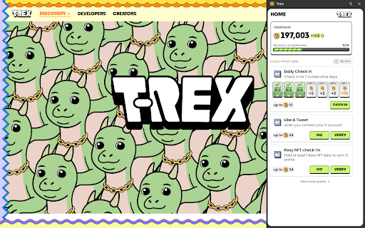 Trex :: Build your 5D Persona and earn rewards. T-Rex is the intelligent engagement layer reshaping value in the Web3 economy.