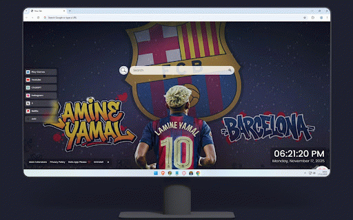 Lamine Yamal: Barcelona Live Wallpaper :: Lamine Yamal #10 facing FC Barcelona crest under starry sky with graffiti art styling.