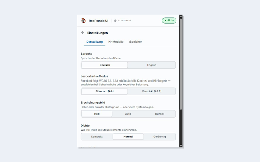 Red Panda UI: Universelle Barrierefreiheit App :: Barrierefreiheit für jede Webseite – diagnosebasiert, lokal & datenschutzkonform. Kein Tracking.