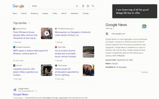 Positive Affirmations on Autopilot :: Displays positive affirmations automatically on the screen to manifest your best life.