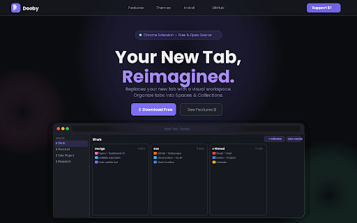 Dooby - Tab & Bookmark Manager :: A visual workspace for organizing your tabs and bookmarks into collections with cloud sync. Better than bookmarks.