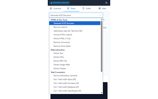WebQuick Toolkit :: Handy web dev tools: quick WordPress access, text processing & conversion, simple editor, and site bookmarks.