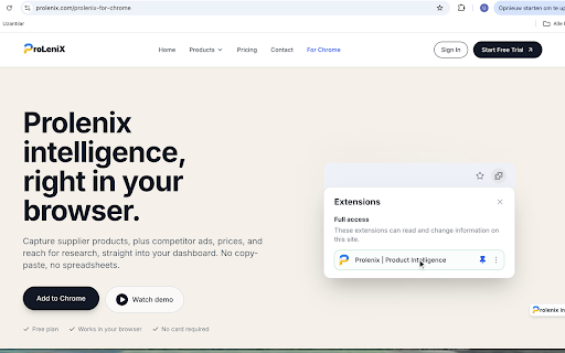ProLenix | Product Intelligence :: Product Intelligence for e-commerce. Capture supplier products, plus competitor ads and prices for research, into your dashboard.