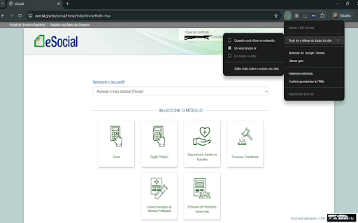 Validar CNPJ eSocial :: Extensão para validar o CNPJ do usuário logado no eSocial.
